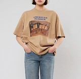 韩国正品代购16新款 复古vintage粉嫩字母怀旧人物照片短袖T恤tee