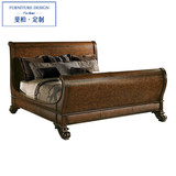 斐柏美式简约地中海实木定制卧室家具1.5/1.8米床双人床婚床