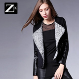 ZK2016冬装新款短款毛呢外套长袖翻毛呢子外套POLO领羊毛大衣女装