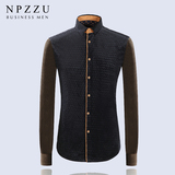 NPZZU麂皮绒男士衬衫韩版修身加厚休闲长袖衬衣潮男时尚