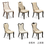 简约欧式新古典酒店餐椅子实木高靠背软包皮艺椅子韩式现代咖啡椅