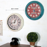 圆LOFT工业风格美式钟法式乡村复古做旧咖啡厅餐厅铁木 墙钟挂钟