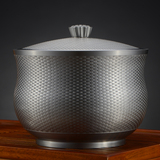 新品促销 藤编茶缸(细)97.9纯锡金属茶叶罐锡罐2斤装锡雕储物罐