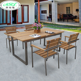 新款不锈钢实木长方形餐桌椅 会议室酒店会所家具 缅甸柚木桌椅子