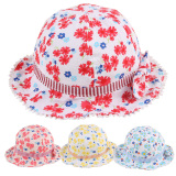 春天女宝宝遮阳帽婴儿春游纯棉帽子女孩可爱盆帽花盆造型太阳帽子