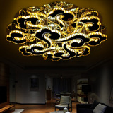 金色圆形水晶灯led客厅灯具大气艺术个性卧室餐厅遥控吸顶灯祥云