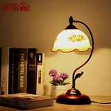 LED中式台灯复古温馨浪漫创意书房卧室床头客厅玻璃装饰台灯9345