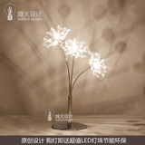 北欧创意奢华LED水晶台灯简约蒲公英花朵宜家浪漫卧室温馨床头灯
