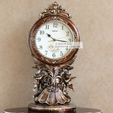 新款丽盛欧式复古台钟座钟个性艺术坐钟客厅摆件钟表大号静音桌钟