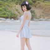 泳衣裙式连体小胸大胸韩国平角保守温泉沙滩可爱少女日系学生泳装