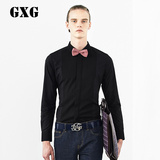 特惠GXG男装新款长袖衬衣男士时尚百搭休闲黑色修身衬衫#33103604
