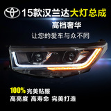 丰田15款汉兰达大灯总成 改装新汉兰达大灯LED光导泪眼Q5双光透镜