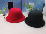 韩国羊毛儿童帽子3-4-5-6岁 春秋款女童渔夫帽宝宝蝴蝶结礼帽盆帽