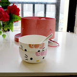 韩式家用骨瓷碗套装碗勺卡通饭碗可爱陶瓷碗创意套碗礼盒餐具