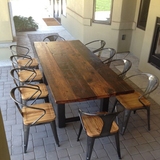 欧式复古铁艺实木西餐厅餐桌椅组合咖啡厅长桌户外餐椅子会议长桌