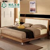 林氏木业简约现代板式双人床1.8米储物箱式床1.5M硬板床家具QA02*