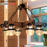 罗莎蒙德 欧式复古铁艺实木创意吊灯 中式田园乡村客厅艺术灯