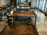 钢木餐桌实木家具咖啡大排档复古铁艺简约茶餐厅组装美式乡村桌椅