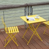 美式铁艺彩色折叠洽谈圆桌椅组合户外阳台咖啡厅奶茶店餐桌椅套件