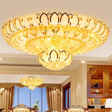 圆形金色莲花卧室水晶吸顶灯时尚大气led客厅大厅灯具1 1.2 1.5米