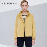 海兰丝2015秋冬新品 黄色立领休闲女装薄外套 韩版女式短款风衣