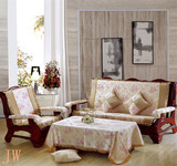 秋冬加厚防滑红木实木质家具布艺沙发带靠背海绵红木沙发连体坐垫