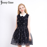 jessy line2016夏装新款 杰茜莱百搭潮流印花显瘦无袖连衣裙 短裙