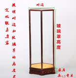 红木玻璃罩六角宝笼佛像观音玻璃罩玉石盒防尘罩展示盒可定制定作