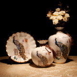 欧式花插陶瓷大号花瓶三件套工艺品摆设装饰品玄关电视柜创意摆件