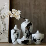 中国风手绘水墨画陶瓷花瓶 家居饰品陶瓷摆件 景德镇陶瓷花瓶
