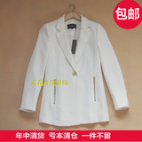 2016韩国品牌原单女装修身西装外套一粒扣三标全白色西服工装包邮