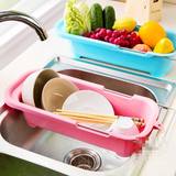 可伸缩塑料滤水篮 厨房水槽置物架碗碟沥水架洗菜滤水篮晾碗架