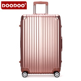 doodoo行李箱万向轮铝框拉杆箱20寸登机箱女旅行箱26寸24寸玫瑰金
