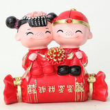 中式婚礼婚房布置新郎新娘公仔床头摆件中国娃娃回礼实用小礼物红