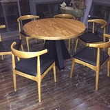 铁艺实木长桌子星巴克咖啡厅桌椅组合吧台桌酒吧桌复古高脚凳餐桌