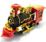 古典蒸气火车仿真宝宝电动音乐万向火车会冒烟模型火车头儿童玩具