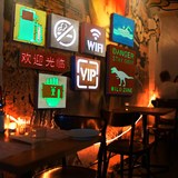 酒吧复古装饰品咖啡厅创意壁饰奶茶店夜光提示牌墙上装饰壁挂灯