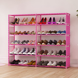 简易鞋架双排组合收纳鞋柜落地多层小鞋架简约现代时尚