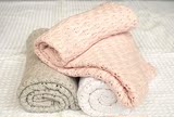 澳洲原单正品全棉婴儿线毯素色镂空新生儿抱毯盖毯粉红针织毯子