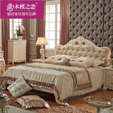 木槿之恋欧式床法式奢华雕花软靠真皮1.8米1.5双人实木床成人家具