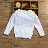 秋冬款女童毛衣白色针织衫宝宝打底衫婴儿童装长袖上衣套头1-2岁