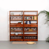 全实木 简约中式古典 六层二斗书架 书柜 置物架 厂家促销送木架