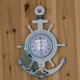 包邮地中海风格实木水手结舵手钟客厅挂钟 钟表家居装饰挂件