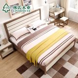 热卖林氏木业北欧板式大床1.8米双人床 床头柜床垫卧室成套家具BA