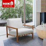 现代简约沙发椅设计师休闲椅北欧单人实木椅卧室阳台椅 西伯利亚