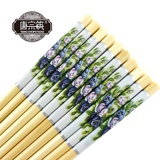 唐宗筷印花筷子10双装家用竹子筷厨房防霉健康餐具环保竹筷印花筷