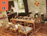 老榆木免漆茶桌新中式茶室茶桌办公会议桌实木中式禅意茶桌椅组合