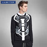 Lilbetter潮男卫衣青少年秋装男外套3D动物印花卫衣圆领套头卫衣