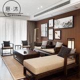 实木仿古雕刻家具新中式沙发现代售楼处会所样板房间客厅禅意沙发