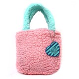包邮 可爱粉色羊羔绒儿童手提包便当包包 冬季可爱毛绒小提包